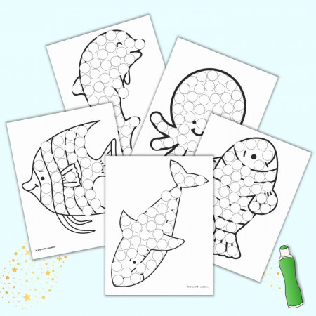 Free Printable Ocean Animals Dot it Marker Pages - The Artisan Life