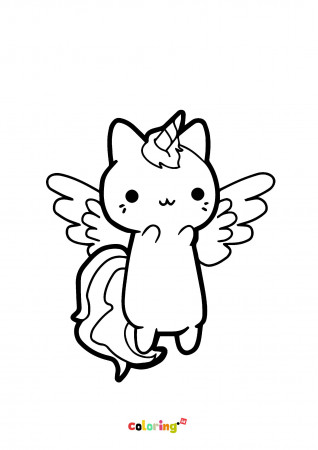 Cartoon Caticorn Coloring Pages (Page 1) - Line.17QQ.com