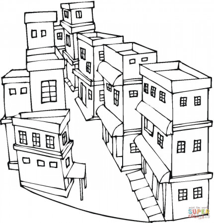 A Street of a city coloring page | Free Printable Coloring Pages