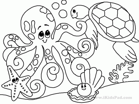 Free printable sea animals coloring book for kids