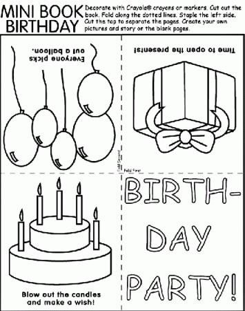Birthday Party Mini-Book Coloring Page | crayola.com