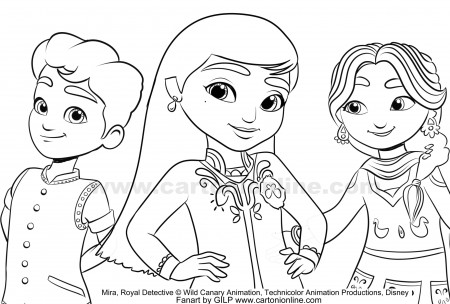 Mira, Neel, Priya from Mira - Royal Detective coloring page