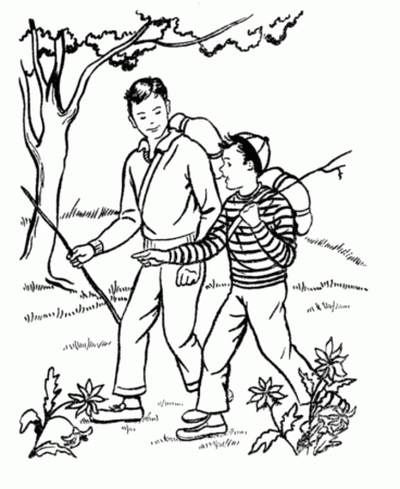 BlueBonkers: Boy Coloring Pages - Two boys on a hike - Free ...