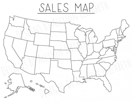 United States Sales Map Coloring Page to Color in Procreate - Etsy Sweden
