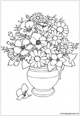 Flowers Kept in Pot Coloring Pages - Nature & Seasons Coloring Pages - Coloring  Pages For Kids And Adults