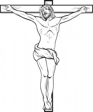 Jesus Christ Crucified On The Cross Coloring Page | Jesus drawings, Jesus  christ drawing, Cross coloring page