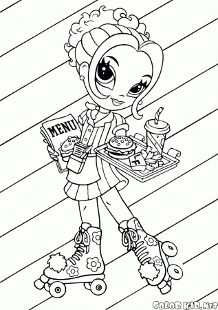 Coloring page - The girl on roller skates