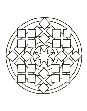 Mandala with squares and star in the middle - Mandalas with Geometric  patterns - 100% Mandalas Zen & Anti-stress