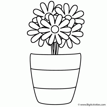 Flowers in Vase with Stripes - Coloring Page (Mother's Day)