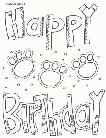 Pet Birthday Coloring Pages - DOODLE ART ALLEY