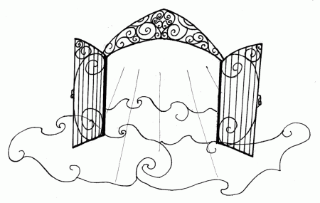 Heaven Pearly Gates Drawing Sketch Coloring Page