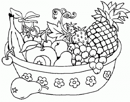 Printable Fruit Basket Coloring Pages - High Quality Coloring Pages