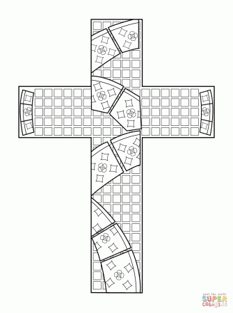 Cross Mosaic coloring page | Free Printable Coloring Pages