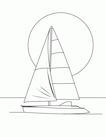 Sailboat Coloring Pages Sailing In Evening Printable | Coloring ...