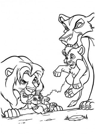 Mufasa Protecting Simba from Scar The Lion King Coloring Page ...