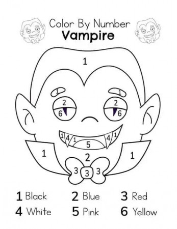Cute Vampire Color by Number Coloring Page - Free Printable Coloring Pages  for Kids