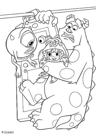 Monsters, Inc. coloring pages - Mike, Sulley and Boo