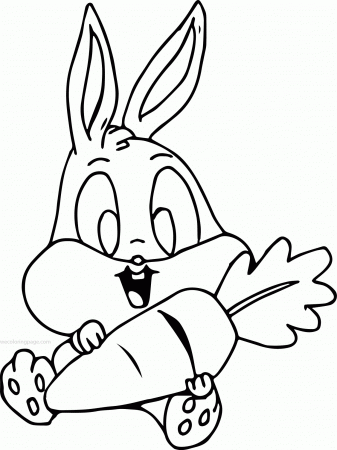 Baby Bugs Bunny Holding Carrot Coloring Page | Wecoloringpage