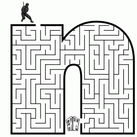 Small Letter n Coloring Pages Maze | Coloring Pages