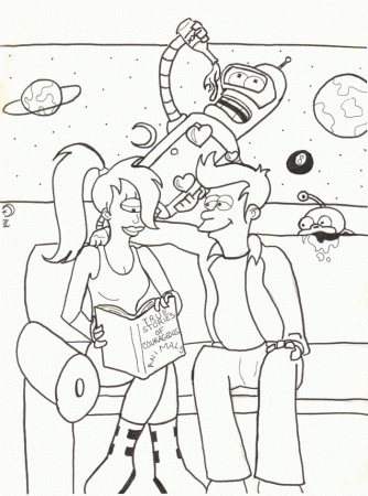 fururama and bender Colouring Pages
