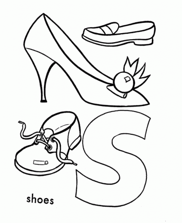 ABC Alphabet Coloring Sheets - S is for Shoes | HonkingDonkey
