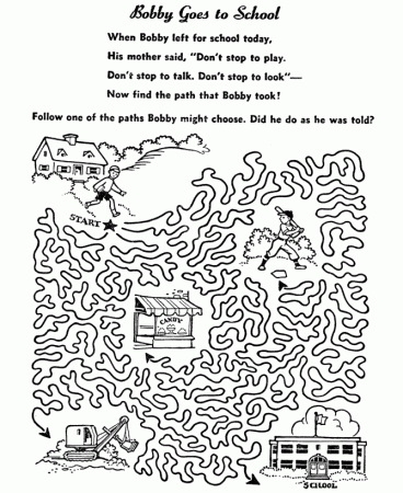 Maze Activity Sheet Pages | Kids Challenging Line Maze Activity 