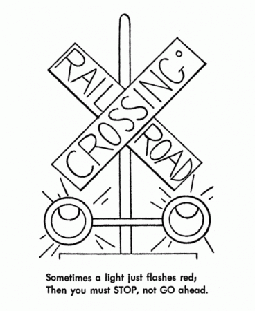 Railroad Safety Coloring pages -Train Signal Light Safety Coloring 
