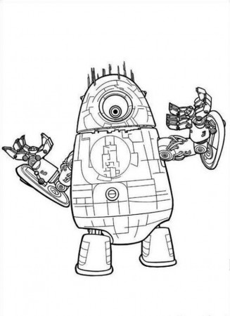 Monsters Vs Aliens One Eyed Robot Coloring Page Coloringplus 