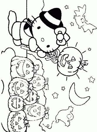 Hello Kitty Happy Halloween Coloring Pages - Halloween Coloring 
