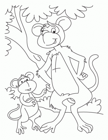 Baby monkey with monkey coloring pages | Download Free Baby monkey 