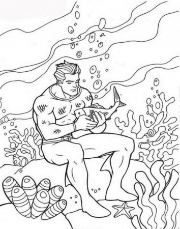 Aquaman Loving Fish Coloring Page Coloringplus 54475 Aquaman 