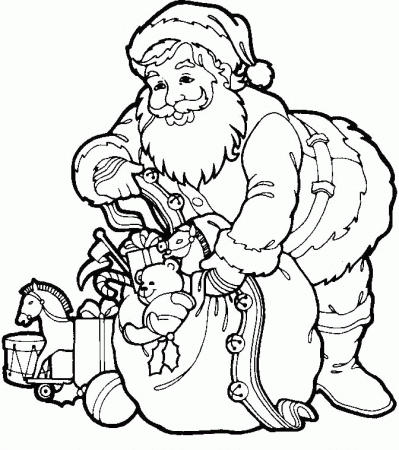 Santa Claus Preparing Gifts For Children Coloring Page - Christmas 