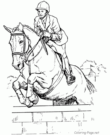 Horse Coloring Page - Jumping horse
