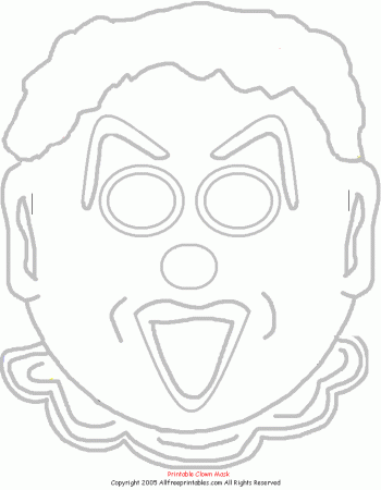 Printable Clown Coloring Page or Mask