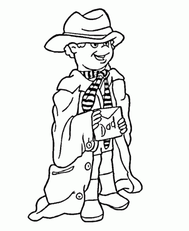 Father's Day Coloring Pages - Boy in father's clothing Fathers Day 