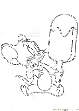 Coloring Pages Jerry Is Eating Ice Cream (Cartoons > Tom and Jerry 