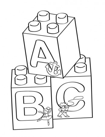 Lego A-B-C blocks coloring page - Free Printable Coloring Pages