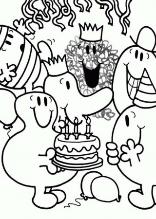 Happy Birthday Mr Men and Little Miss Coloring Pages | Bulk Color