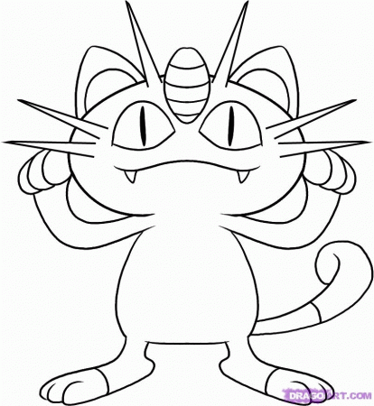 How to Draw Meowth, Step by Step, Pokemon Characters, Anime, Draw ...