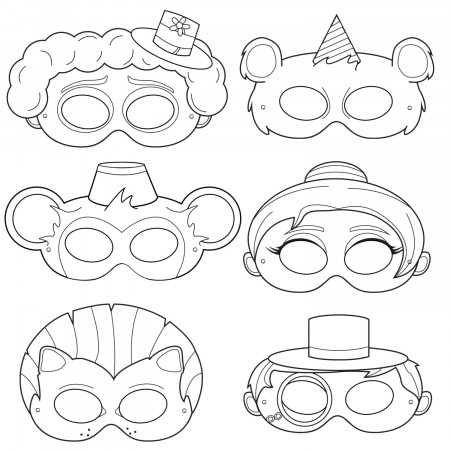 Circus Printable Coloring Masks Clown Mask Bear Mask - Etsy