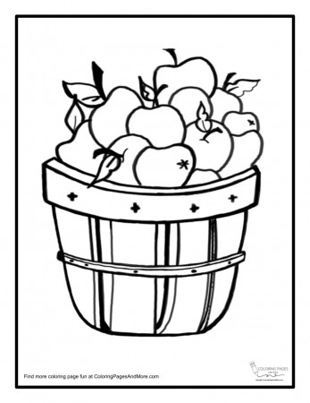 Free Basket of Apples Coloring Page for Adults and Kids