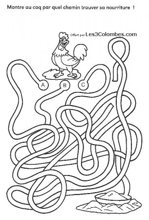 Labyrinths to download : Hen - Labyrinths Kids Coloring Pages