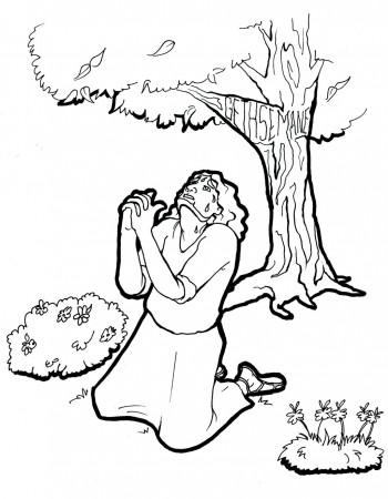 Jesus Prays In The Garden Coloring Page
