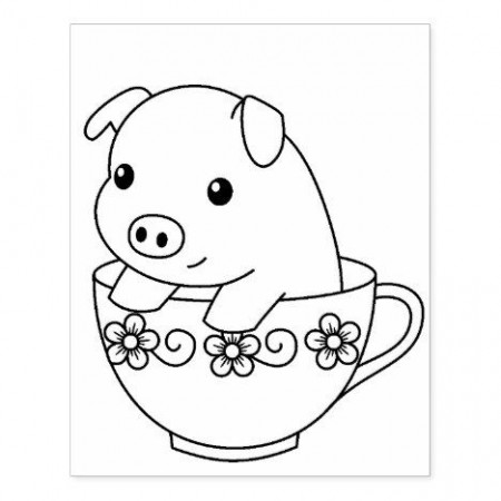 Cute Piglet Pig in a Teacup Coloring Page Rubber Stamp | Zazzle.com in 2020  | Coloring pages, Cute coloring pages, Superhero coloring pages