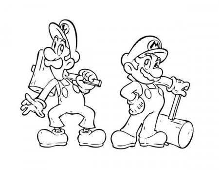 Super Mario Brothers Holding Wooden Hammer Coloring Page : Color Luna