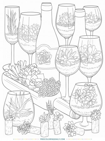 Free Succulents Coloring Page | Free Coloring Daily