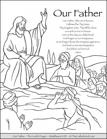 Our Father Prayer Coloring Page - TheCatholicKid.com