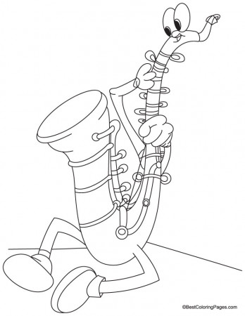Saxophone coloring page | Download Free Saxophone coloring page for kids |  Best Coloring Pages