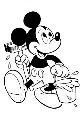Mickey Mouse Want To Clean The House Coloring Page : Color Luna