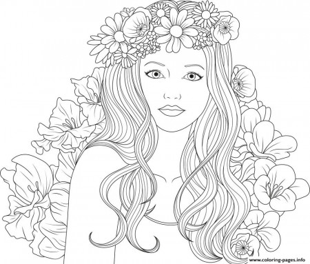 Coloring Pages Of Girls With Flowers